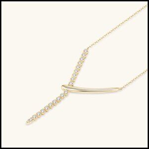 925 Sterling Silver Moissanite Y Pendant Necklace 0.58CTTW